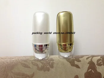 30ML pearl white/gold akryl fľaša airless fľaše pre nadáciu/podstata/mlieko/emulzie/krém/sérum/gél plastové fľaše