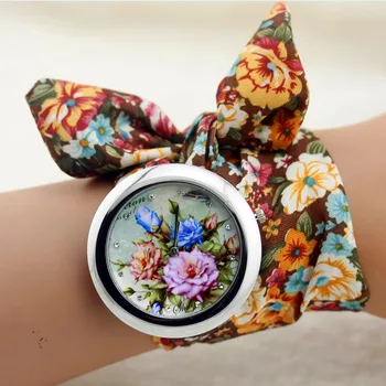 Shsby Nový dizajn Dámy kvet handričkou náramkové hodinky módne ženy šaty sledovať vysoko kvalitnej tkaniny sledovať sladké dievčatá sledovať