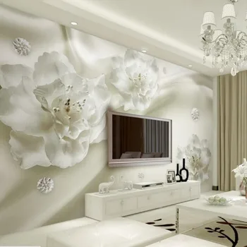 Beibehang Prispôsobiť akejkoľvek veľkosti 3D obývacia izba, 3 d tapety veľké white pearl flower obrázok tapety, tapety domáce dekorácie