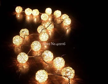 Vianočné Osvetlenie Svadobné Dekorácie dc svetlo De Navidad 10m 38 LED Teplá Biela Ratan Loptu LED Reťazec Osvetlenie Dovolenku Rozprávkových Svetiel