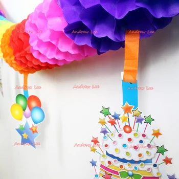 5 ks/veľa Deň Detí Strany Papiera Garland 3m Kreatívny Zábava, Farebné Závesné Kvetinové Tortu Karta Pre Deti Narodeninovej Párty Dekorácie