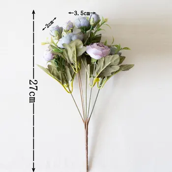 Rose 6 vidlica Hodváb čaj ruže kytice Nevesty pre domáce dekorácie falošné rastliny, umelé kvety, Svadobné Zdvorilosti A Dary