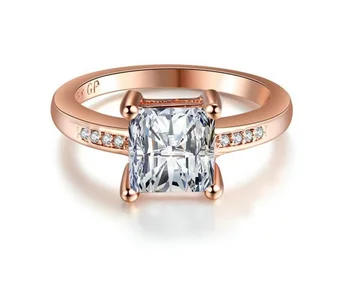 YINHED Pôvodného Real Čistého Zlata, Prstene Pre Ženy S 18KGP Pečiatka 8 mm Najvyššej Kvality CZ Zirkón Rose Zlatý Prsteň, Šperky ZR472