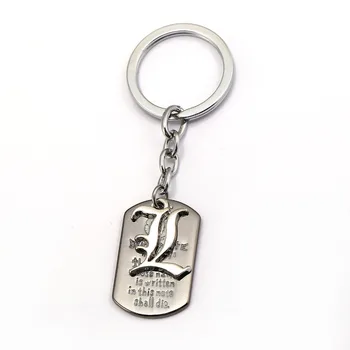 Nové Anime Death Note, Keychain Dvojité L Kríž Logo Dog Tag Key Kain Krúžok Kovový Podiel Príslušenstvo Chaveiro Ženy, Mužov Darček Šperky