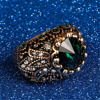 Luxusná Zlatá Farba Strana Svadobný Dar, Turecké Šperky Veľký Prírodný Kameň Krúžok Vintage Crystal Starožitné Zásnubné Prstene Pre Ženy