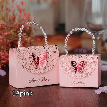 Candy box vrece čokolády papier darčekový balíček pre Narodeniny, Svadby, Party prospech Dekor dodávky DIY kabelka butterfly design Wh
