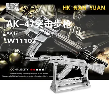 HK NANYUAN AK-47, 3D Puzzle, Hračky Kovové Montáž Model Zbierka Vojenských Fanúšikov, 1 List Semi-automatická Útočná Puška