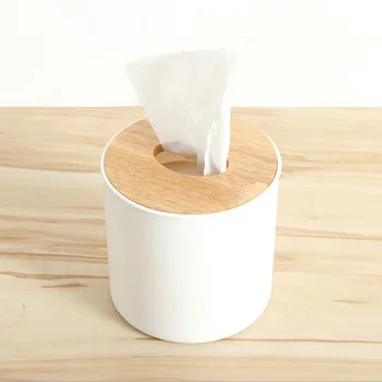 Plastové + drevené papier tkaniva box obrúsok držiak na papier, uterák úložný box Tabuľka Drobnosti diaľkové ovládanie Kontajner make-up Organizátor