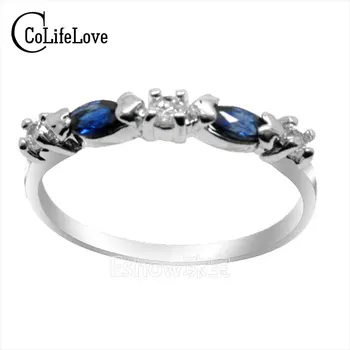 Móda striebra, drahých kameňov, krúžok pevné 925 sterling silver sapphire krúžok prírodné blue sapphire strieborný prsteň pre ženu narodeniny