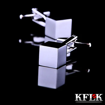 KFLK Luxusné tričko HOT cufflink pre pánske Značky putá tlačidlo Striebro putá odkaz Vysoko Kvalitný Stereo gemelos abotoadura Šperky