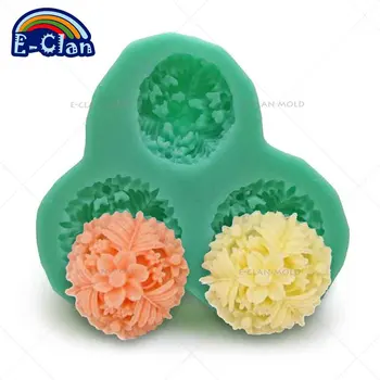 Nové Dort nástroje mini silica gel plesne 3 otvory 1,2 cm živice kvet fondant čokoládové cukrovinky plesne plastický kuchyňa F0115HM35