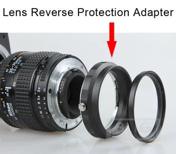 DSLR Makro Objektív Zadnej strane Namontujte Príslušenstvo Ochrana Adaptér Krúžok pre Nikon AF AF-S, AF-S Objektív Znovu nainštalovaný Filter 52mm