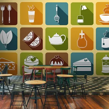 Vlastné stereo 3D foto tapety kaviareň reštaurácia čaj kaviareň, pekáreň Raňajky obchod cartoon minimalistický veľké tapety nástenná maľba