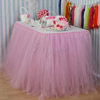 5 ks/veľa Ružová Tylu Tutu Tabuľka Sukne 100 cm x 80 cm, Svadobný Stôl Sukne pre Udalosť Strany Baby Sprcha Dekorácie, Doprava Zdarma