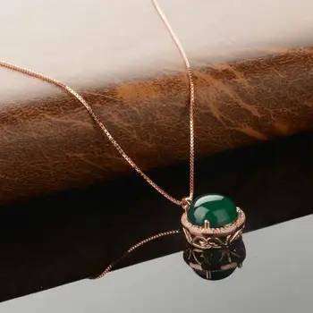 Prírodné chalcedony prívesok S925 striebro Prírodný drahokam Prívesok Náhrdelník módne, Elegantné jednoduché kolo ženy strany jemné šperky