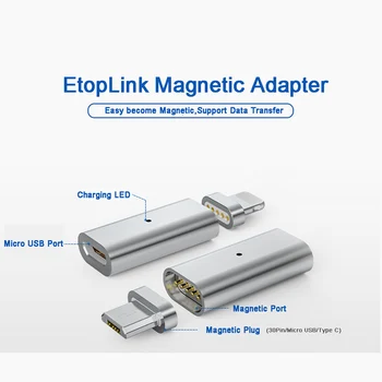 Mirco USB Typu C Konektor Magnet Adaptér Micro USB Typ-C Micro USB Nabíjací Kábel Magnetický Adaptér pre Mobilné Telefóny