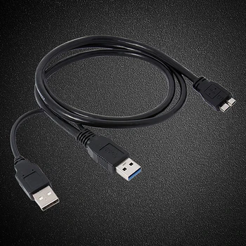 Black Dual na Micro-B USB 3.0 Y Kábel pre Sumsang Galaxy S5 Poznámka 3 USB HUB