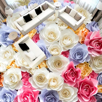 3D Tapeta, Romantické Ruže, Kvety Dlaždice nástenná maľba Obývacia Izba Nosenie Non-slip Nepremokavé Pribrala samolepiace Podlahy Tapety