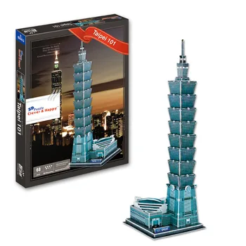 Candice guo 3D papier puzzle zostaviť model HOBBY hračky Taipei 101 Čína Taiwan budova budova narodeniny darček vianočný darček 1pc