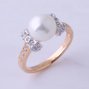 Láska Monológ Klasické Biele Simulované-pearl & Cubic Zirconia Zlatá Farba Zásnubný Prsteň, Šperky pre Dámske Vianočný Darček X0007