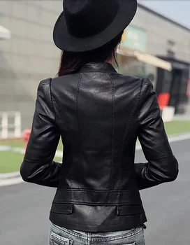 3XL XXL módy 2016 leto, jeseň ženy PU kožené motocykel bunda žena black red jarné zasadnutie Európskej sako bunda B0339