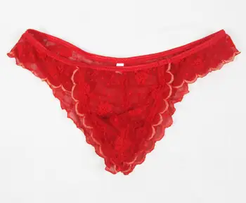 Módy sexy nohavičky čipky pánske puzdro bikini low-pás nohavičky c-thru červená