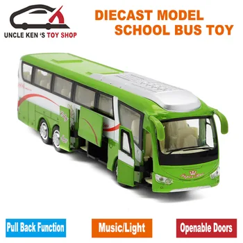 25 cm Dĺžka 1 55 Rozsahu Diecast Kovové Shuttle Bus Model, Chlapci Darček Zliatiny Hračky S Openable Dvere/Hudba/Svetlo/Vytiahnuť Späť Funkcie