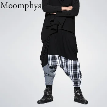 Moomphya hip hop dance Neforemné jogger koberčeky patchwork nohavice elastický pás módne častý prehodil street nosiť nohavice Tanečník