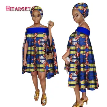 2017 afriky šaty pre ženy afriky bazin lomka krku šaty Dashiki ženy šaty bavlna africkej tlače oblečenie plus veľkosť WY2238