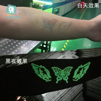 Nové 2017 Svetelné Body Art Tetovanie Krídla Kvet, Motýľ Šípku Vzory Tetovanie Žiariace v tme Farba Dočasné Falošné Flash Taty