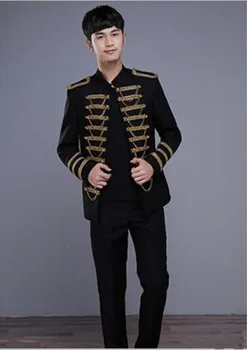 2016 nové muži oblečení muži kostým spevák, tanečník Royal stojan golier muž formálne šaty black bling vyhovovali vrchné oblečenie pánske oblečenie