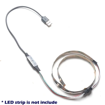 USB Pripojte Kábel pre 5V 3 Pin WS2812 RGB Digital LED Pixel Pásy s 3key Tlačidlo Radič WS2812B WS2811 Konektor JST
