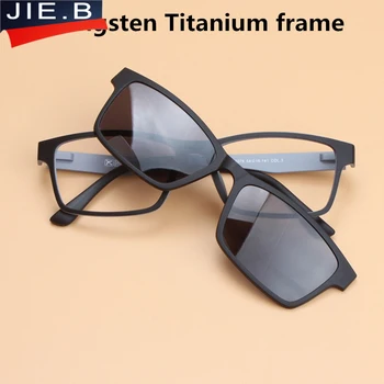 2017 Módne Polarizačné šošovky Muž Volfrámu titánové Okuliare rám magnet klip okuliare krátkozrakosť, okuliare, rám slnečné okuliare Uv400
