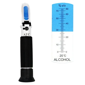 Alkohol Refraktometer pre Ducha Alkoholu v Objemových Percent Meranie Automatická Kompenzácia Teploty (ATC), Rozsah 0-80 %