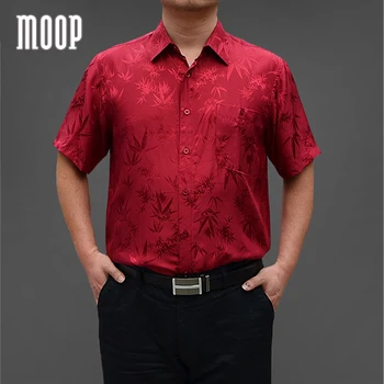 Navy, červená sivá mužov hodváb business tričká krátky rukáv bamboo žakárové tričko košieľka homm camiseta masculina LT1447 ZADARMO LODE