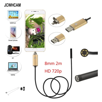 JCWHCAM 8mm Android Endoskopu Kábel USB, Zaostrenie Fotoaparátu 2 M Vodotesný Full LED HD Inšpekcie Mini Kamera Borescope pre Telefón, PC