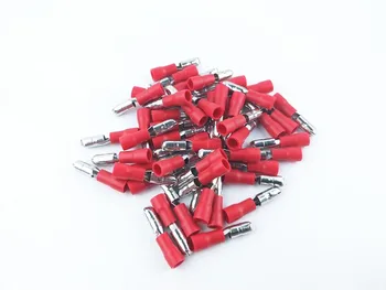 100KS Červeného Bullet Konektor Izolovaný Krimpovacie Svorky na Elektrických a Audio Kabeláž
