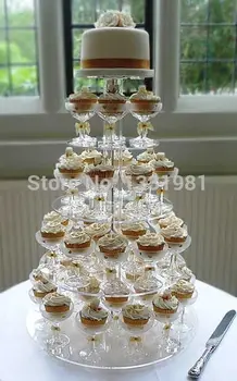 Svadobné dekorácie/ 7 Tier Kolo Krásne Akryl Cupcake Stojí Strana / Svadba / Festival Dodávky Tortu Displej Polica
