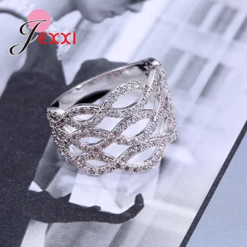 JEXXI Očarujúce Plný Lesklé Zirkón Drahokamu Crystal Módne Šperky Nekonečné Krúžok pre Ženy Pekné 925 Sterling Silver Šperky