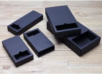 Vysoko kvalitné čierna darček kartónové krabice, čierne zásuvky obaly boxy Veľkoobchod