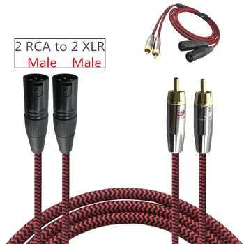 1m 2m 3m - 2 RCA-2 XLR Audio Kábel Pre Zmiešavač Konzoly Zosilňovač, Mikrofón Domáce Kino Zariadenia Dual RCA XLR Jack Drôt