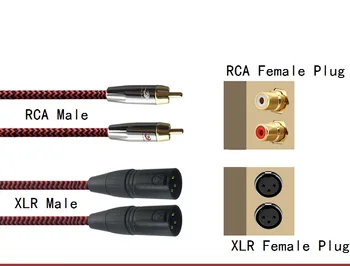 1m 2m 3m - 2 RCA-2 XLR Audio Kábel Pre Zmiešavač Konzoly Zosilňovač, Mikrofón Domáce Kino Zariadenia Dual RCA XLR Jack Drôt