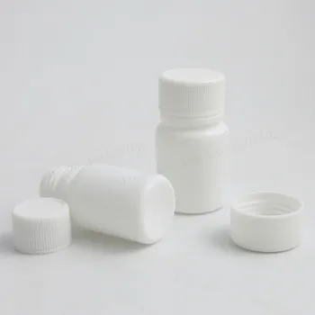 100 X 10 ml 15ml HDPE Pevný Biely Farmaceutické Pilulku Fľaše Pre Medicínu Kapsule Nádoby Balenia s Tamper Tesniace Viečka