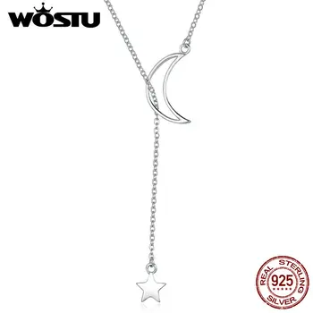 WOSTU Dizajnér 925 Sterling Silver Moon & Hviezdičkový Prívesok Náhrdelníky Pre Ženy S925 Jemné Šperky Milenca Darček k Narodeninám DXN108