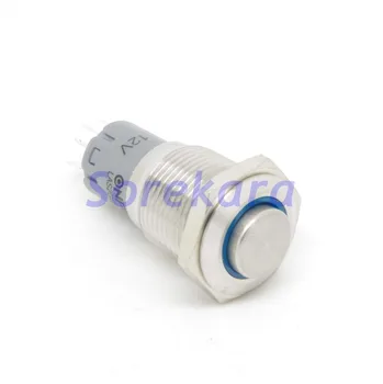 16 mm Nerezový Krúžok LED Farba MODRÁ Momentálne 2NO 2NC tlakovým spínačom IP67 UL 6V/12V/24V/110V/220V