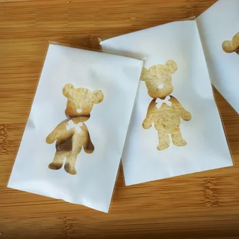 100ks Roztomilý Medveď Štýl Cookies Sušienky Tašky samolepiaci Svadobný Celofánu Taška Tortu Candy Darčekové Tašky