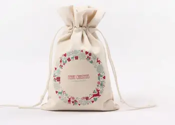 Plátno Vianočné Darčekové Tašky candy láskavosti tašky vrecká V Jeleň dezén Santa Vrece strany darčeky zabaliť slávnostné dodávky