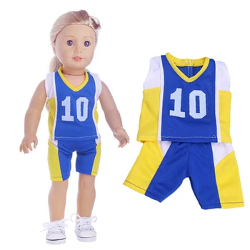 Futbal športy nastavenie pre 18-palcové Americké dievča bábiku pre dieťa darček, 43 cm Baby Born zapf bábiky tričko a nohavice