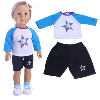Futbal športy nastavenie pre 18-palcové Americké dievča bábiku pre dieťa darček, 43 cm Baby Born zapf bábiky tričko a nohavice