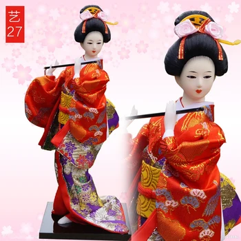 Japonský Geisha bábika hodvábne kimono doll style ozdoby bytového zariadenia dar 30 CM